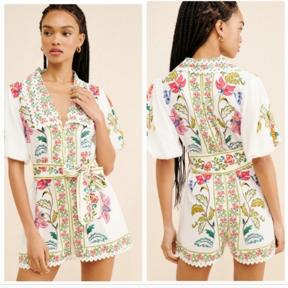 Anthropologie Pants - Farm Rio Floral Insects Romper